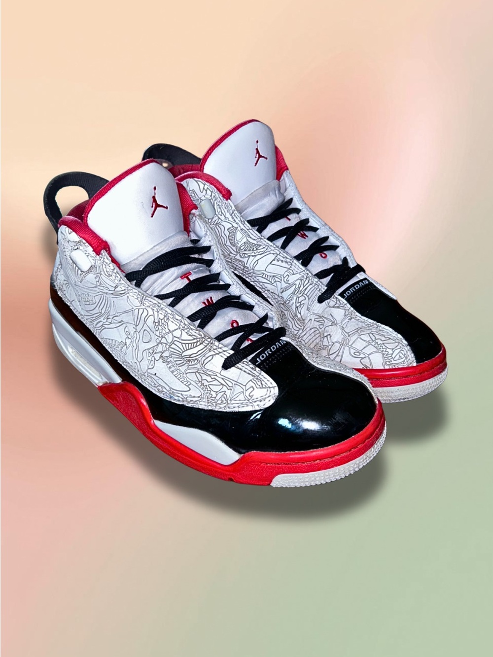 Nike Air Jordan Dub Zero White Fire Red Black GS 5.5Y DV1360-160 Sneakers